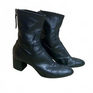 Zara Basic Collection Black Faux Leather Booties Womens Size 38 US 7.5